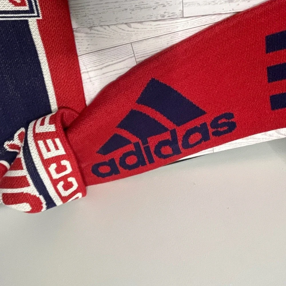 Adidas New York Red Bulls MLS Soccer Scarf Red Navy Blue Knit 01/14 S300Z